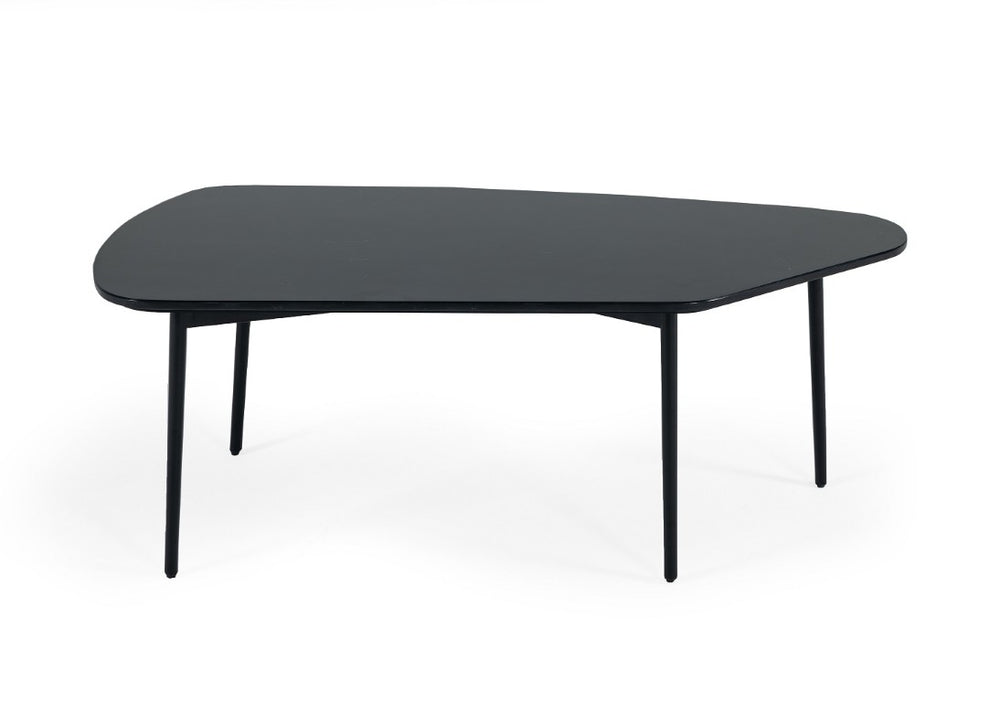 VIG Furniture Andros Black Marble Coffee Table With Matte Black Metal Base, 47" X 24" Sturdy Modern Centerpiece VGGMM-CT-1582-BLK-CT