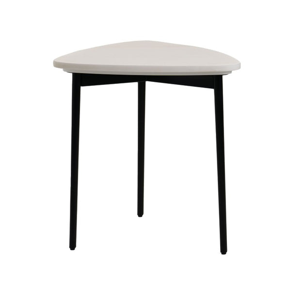 VIG Furniture Andros White Marble End Table With Black Metal Frame — Modern Compact Accent Table, 120 Lb Capacity VGGMM-ET-1582-WHT-ET