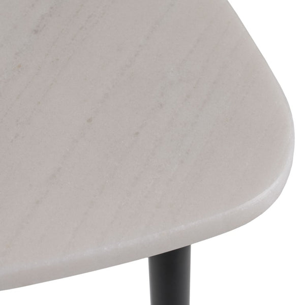 VIG Furniture Andros White Marble End Table With Black Metal Frame — Modern Compact Accent Table, 120 Lb Capacity VGGMM-ET-1582-WHT-ET