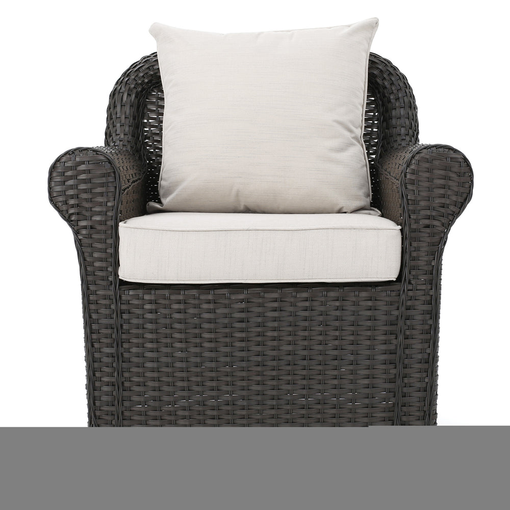 English Elm Amaya Oversized Outdoor Wicker Swivel Rocker Chair with Water Resistant Cushion 57806.00DBNBEI