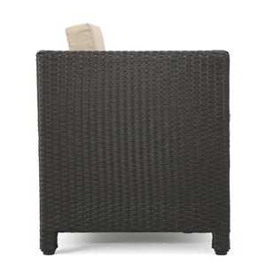 English Elm Puerta Outdoor Club Chair Woven Faux Rattan Iron Frame All Weather Patio Lounge 52979.00DBRN