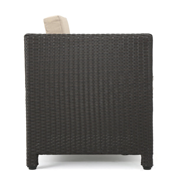 English Elm Puerta Outdoor Club Chair Woven Faux Rattan Iron Frame All Weather Patio Lounge 52979.00DBRN