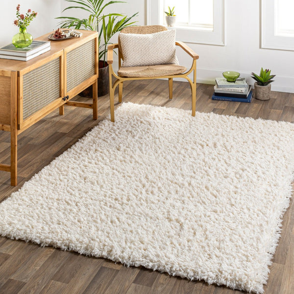 Livabliss Angora Plush Polyester Accent Rug for Modern Minimalist Entryway or Bedroom Decor Cream 6'7" x 9' ANG2304-679