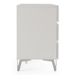 VIG Furniture Angela Italian Modern White Dresser With 6 Soft-Close Drawers, High-Gloss Lacquer & Stainless Accents VGACANGELA-DRS