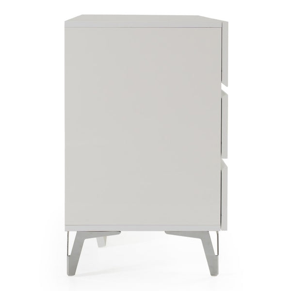 VIG Furniture Angela Italian Modern White Dresser With 6 Soft-Close Drawers, High-Gloss Lacquer & Stainless Accents VGACANGELA-DRS