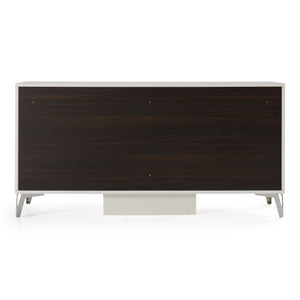 VIG Furniture Angela Italian Modern White Dresser With 6 Soft-Close Drawers, High-Gloss Lacquer & Stainless Accents VGACANGELA-DRS