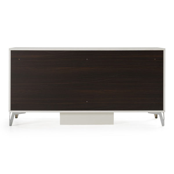 VIG Furniture Angela Italian Modern White Dresser With 6 Soft-Close Drawers, High-Gloss Lacquer & Stainless Accents VGACANGELA-DRS