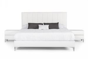 VIG Furniture Angela Modern Italian White Eco Leather Eastern King Bedroom Set With Stainless Accents, 6-Drawer Dresser VGACANGELA-SET-EK