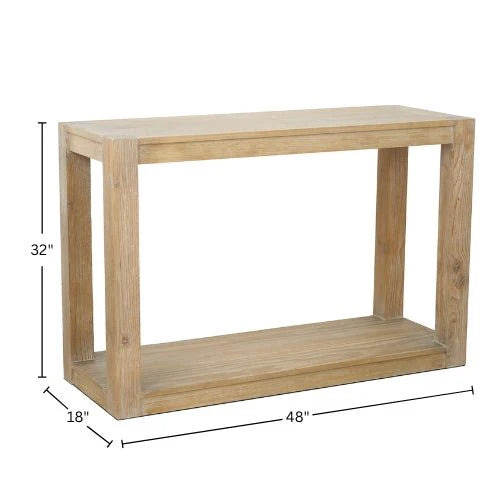 Origins Angelo Solid Pine Console Table Open Shelf Natural Grain Farmhouse Entryway Accent 4545-63
