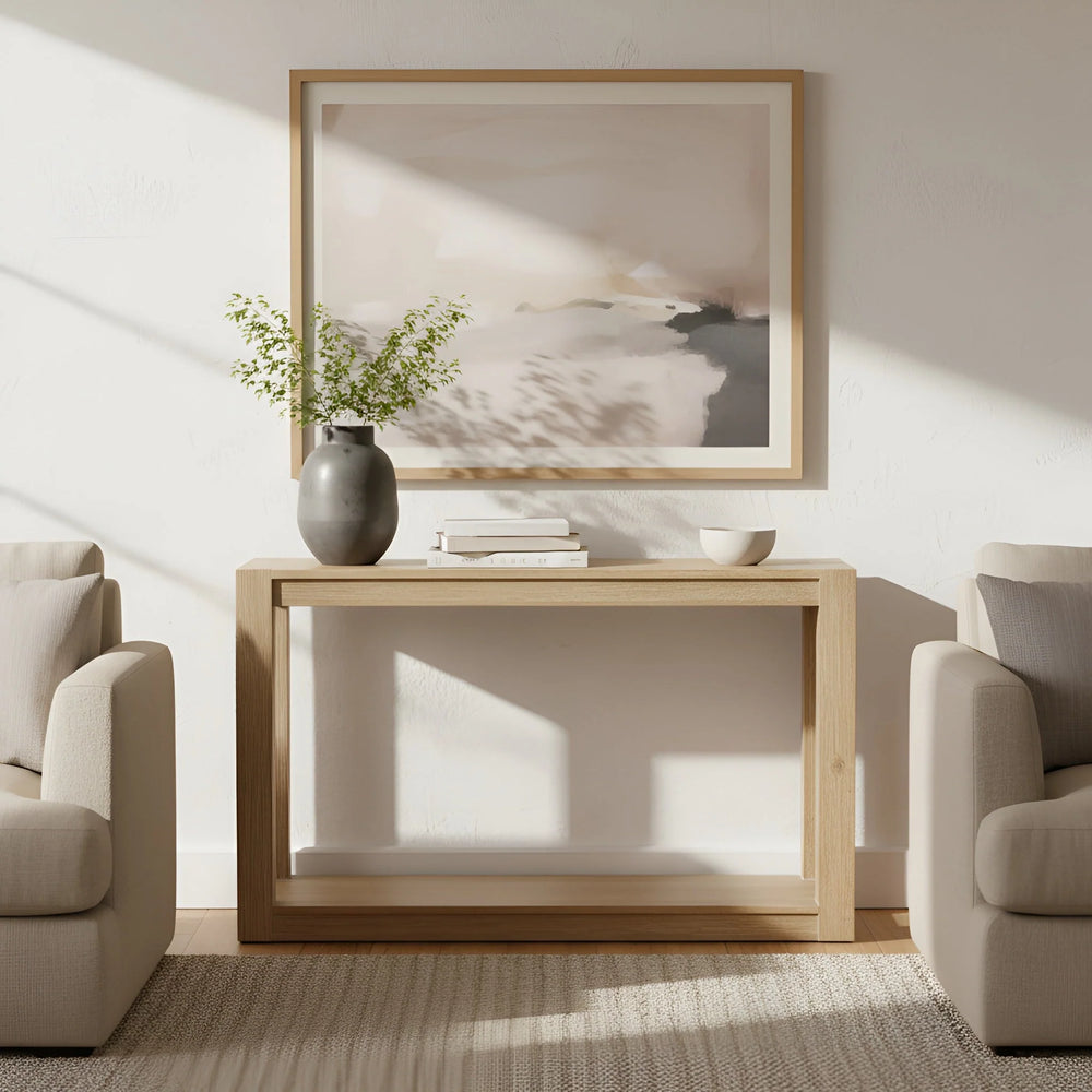 Origins Angelo Solid Pine Console Table Open Shelf Natural Grain Farmhouse Entryway Accent 4545-63