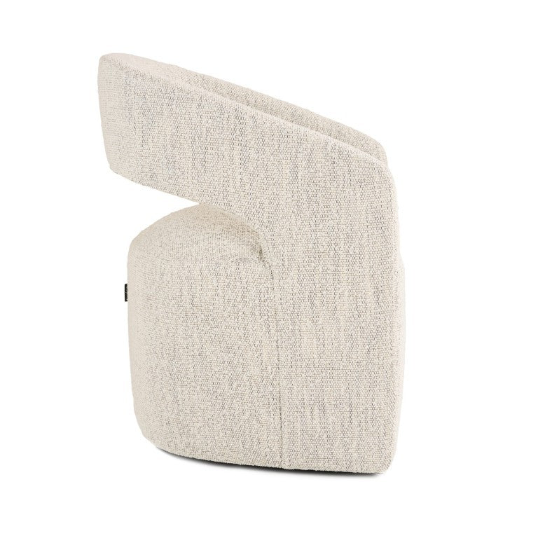 VIG Furniture Angie Cream Fabric Accent Chair With Art Deco Cutout Back, Foam Seat, Caster Legs, No Assembly Required Beige Dining Chair VGKK-KFY1230-BEI-CH