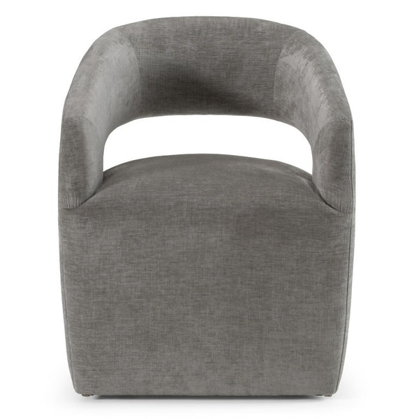VIG Furniture Angie Cream Fabric Accent Chair With Art Deco Cutout Back, Foam Seat, Caster Legs, No Assembly Required Grey Dining Chair VGKK-KF-Y1230-GRY