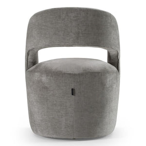 VIG Furniture Angie Cream Fabric Accent Chair With Art Deco Cutout Back, Foam Seat, Caster Legs, No Assembly Required Grey Dining Chair VGKK-KF-Y1230-GRY