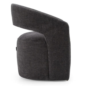 VIG Furniture Angie Cream Fabric Accent Chair With Art Deco Cutout Back, Foam Seat, Caster Legs, No Assembly Required Dark Grey Dining Chair VGKK-KF-Y1230-DKGRY