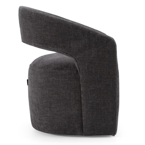 VIG Furniture Angie Cream Fabric Accent Chair With Art Deco Cutout Back, Foam Seat, Caster Legs, No Assembly Required Dark Grey Dining Chair VGKK-KF-Y1230-DKGRY
