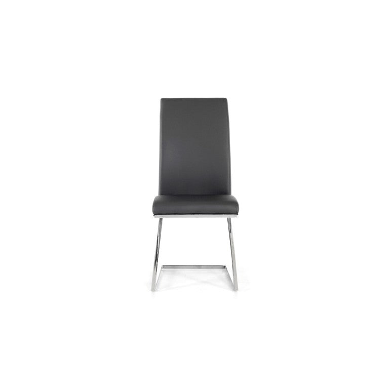 VIG Furniture Angora Grey Leatherette Dining Chairs Set Of 2 With Chrome Frame, Padded Comfort For Small Spaces VGHR3168-GRY