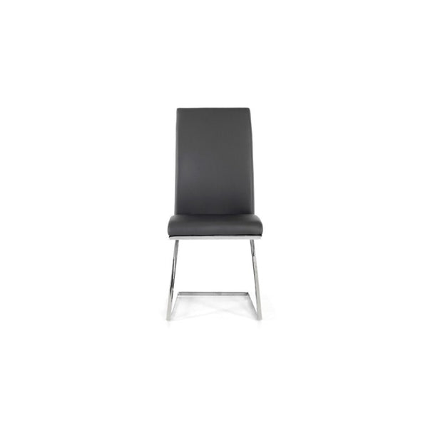VIG Furniture Angora Grey Leatherette Dining Chairs Set Of 2 With Chrome Frame, Padded Comfort For Small Spaces VGHR3168-GRY