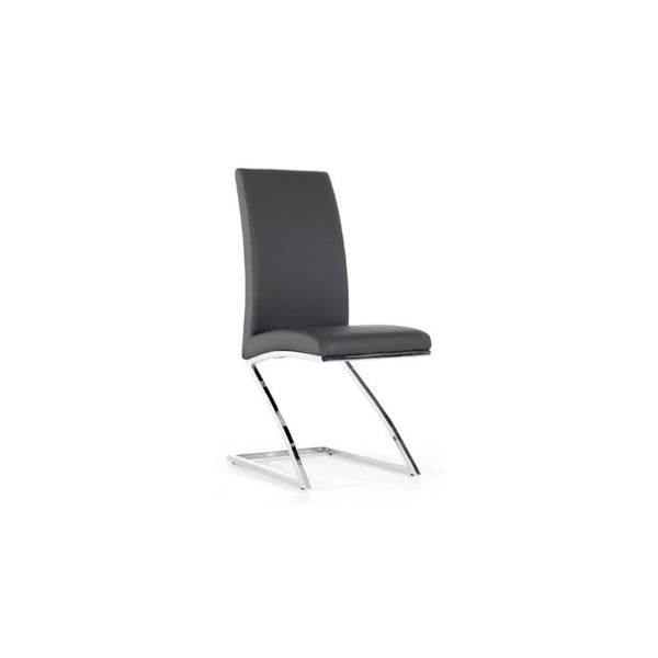 VIG Furniture Angora Grey Leatherette Dining Chairs Set Of 2 With Chrome Frame, Padded Comfort For Small Spaces VGHR3168-GRY