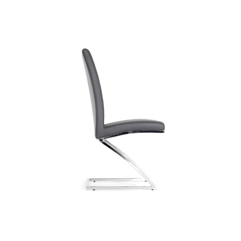 VIG Furniture Angora Grey Leatherette Dining Chairs Set Of 2 With Chrome Frame, Padded Comfort For Small Spaces VGHR3168-GRY