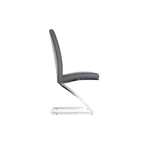 VIG Furniture Angora Grey Leatherette Dining Chairs Set Of 2 With Chrome Frame, Padded Comfort For Small Spaces VGHR3168-GRY