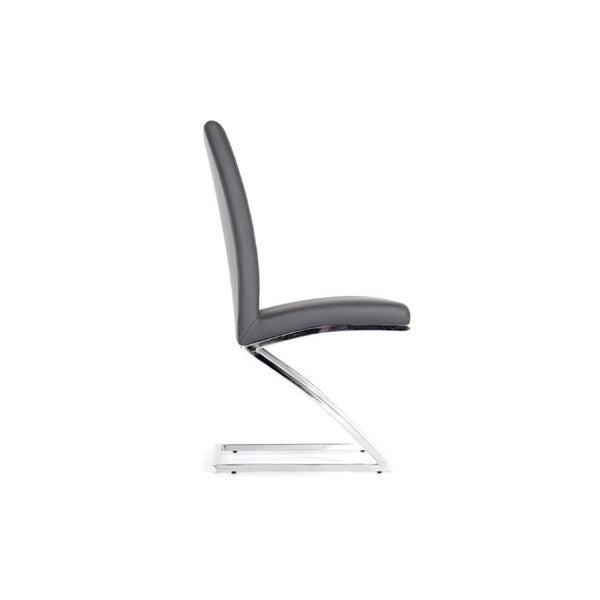 VIG Furniture Angora Grey Leatherette Dining Chairs Set Of 2 With Chrome Frame, Padded Comfort For Small Spaces VGHR3168-GRY