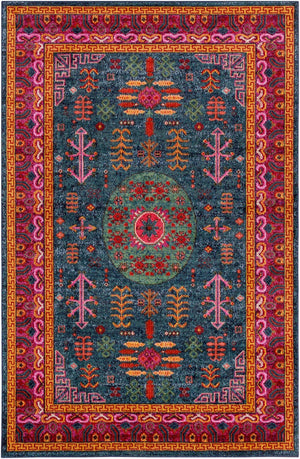 Livabliss Anika Traditional Pattern Low Pile Polypropylene Area Rug for Entryways and Bedrooms Teal, Aqua 2' x 2'11" ANI1005-23
