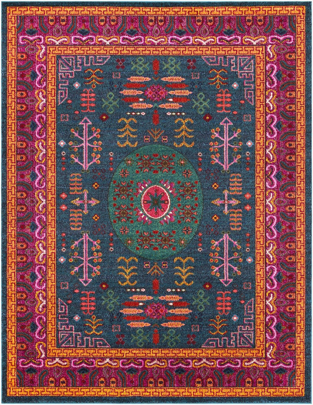 Livabliss Anika Traditional Pattern Low Pile Polypropylene Area Rug for Entryways and Bedrooms Teal, Aqua 7'10" x 10'2" ANI1005-710103