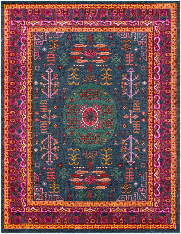 Livabliss Anika Traditional Pattern Low Pile Polypropylene Area Rug for Entryways and Bedrooms Teal, Aqua 7'10" x 10'2" ANI1005-710103