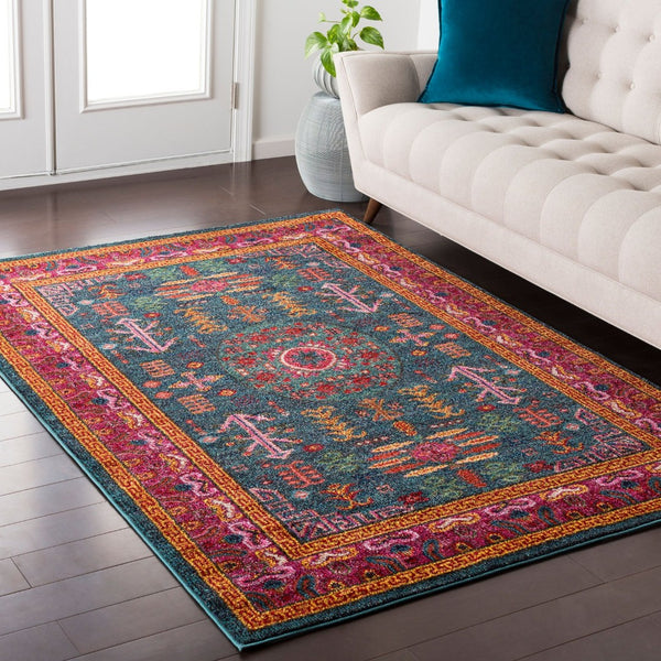 Livabliss Anika Traditional Pattern Low Pile Polypropylene Area Rug for Entryways and Bedrooms Teal, Aqua 2' x 2'11" ANI1005-23