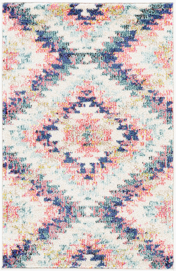 Livabliss Anika Southwestern Polypropylene Woven Rug for Entryways and High Traffic Floors White, Light Be 2' x 2'11" ANI1027-23