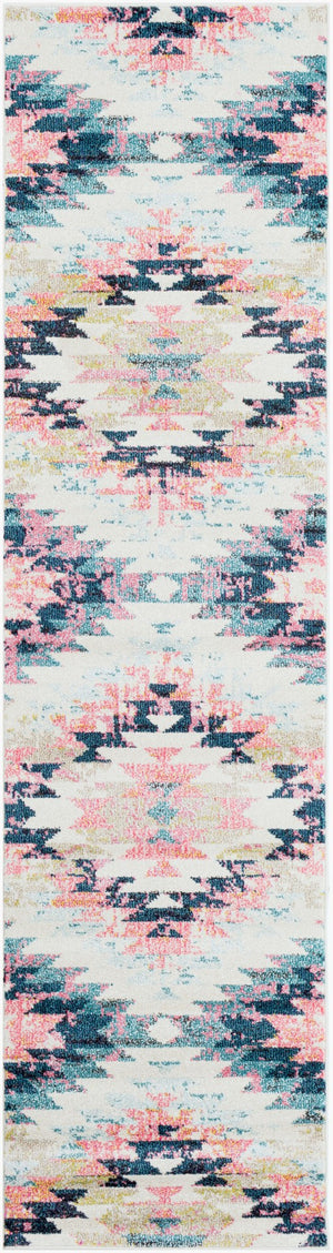 Livabliss Anika Southwestern Polypropylene Woven Rug for Entryways and High Traffic Floors White, Light Be 2'7" x 10'2" ANI1027-27103