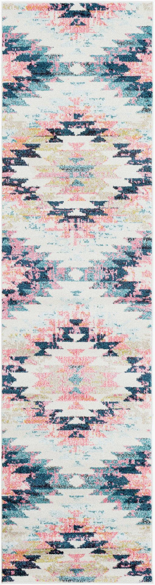 Livabliss Anika Southwestern Polypropylene Woven Rug for Entryways and High Traffic Floors White, Light Be 2'7" x 10'2" ANI1027-27103