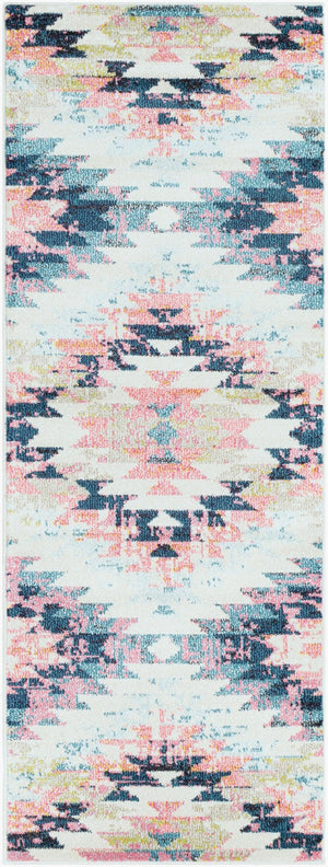 Livabliss Anika Southwestern Polypropylene Woven Rug for Entryways and High Traffic Floors White, Light Be 2'7" x 7'3" ANI1027-2773