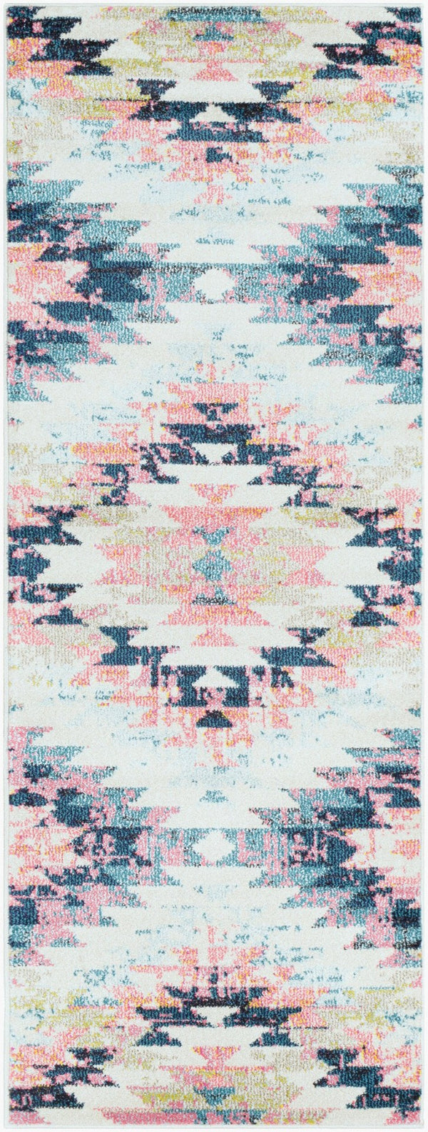 Livabliss Anika Southwestern Polypropylene Woven Rug for Entryways and High Traffic Floors White, Light Be 2'7" x 7'3" ANI1027-2773