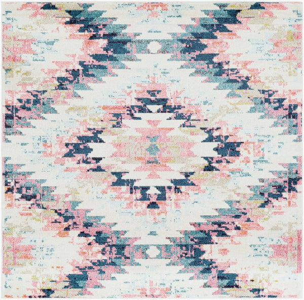 Livabliss Anika Southwestern Polypropylene Woven Rug for Entryways and High Traffic Floors White, Light Be 6'7" x 6'7" ANI1027-67SQ