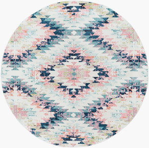 Livabliss Anika Southwestern Polypropylene Woven Rug for Entryways and High Traffic Floors White, Light Be 7'10" x 7'10" ANI1027-710RD