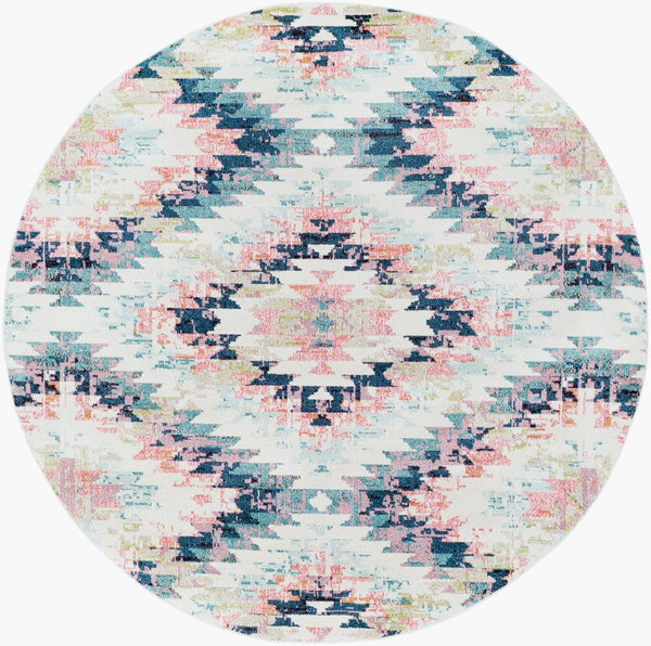 Livabliss Anika Southwestern Polypropylene Woven Rug for Entryways and High Traffic Floors White, Light Be 7'10" x 7'10" ANI1027-710RD