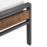 Homelegance By Top-Line Daxton Low Profile Metal Platform Bed with Wood Finish Panels Grey Metal