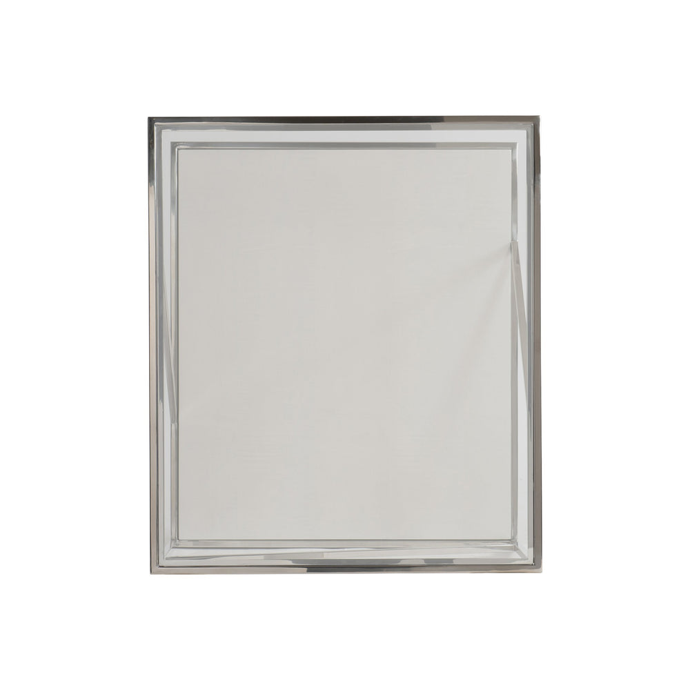 Bernhardt Bernhardt Maymont Side Table With Polished Stainless Steel, Tempered Glass Top & Figured Sycamore Shelf 313111