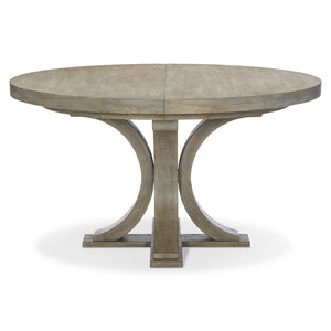 Bernhardt Bernhardt Knotty White Oak Albion Round Dining Table With 18" Leaf, Pewter Finish & Sculptural Base K1772