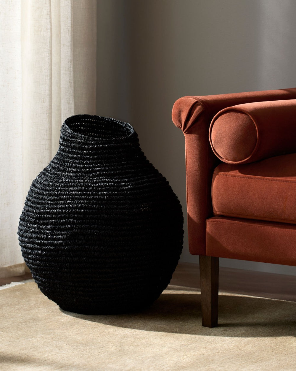 Surya Anouk Handcrafted Indonesian Woven Basket Vase Bohemian Artisan Decor Accent 14"H x 12"W x 12"D ANOU001-141212