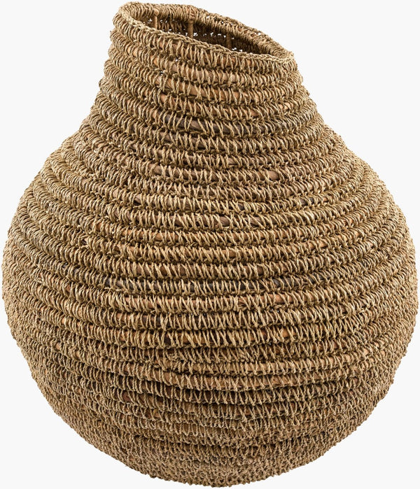 Surya Anouk Handcrafted Woven Basket Vase Bohemian Sculptural Accent for Console or Floor 14"H x 12"W x 12"D ANOU002-141212