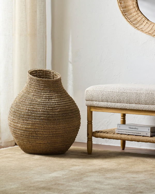 Surya Anouk Handcrafted Woven Basket Vase Bohemian Sculptural Accent for Console or Floor 20"H x 18"W x 18"D ANOU002-201818