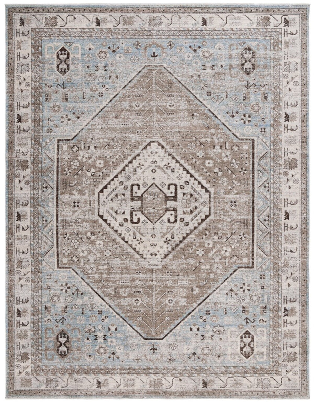 Safavieh Antique Patina 646 ANP646 Power Loomed Traditional Rug Blue / Beige ANP646M-9