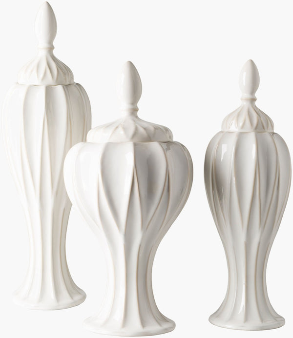 Livabliss Answorth Ceramic Bottle Jar Vase Set of Three Outdoor Patio Porch Accent Pieces ANS001-SET
