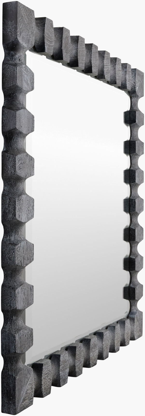 Surya Antilles 33"H X 33"W Industrial Rustic Accent Mirror – Elegant Wall Decor For Inviting Spaces Frame, Black Mango Wood Anti001-4242