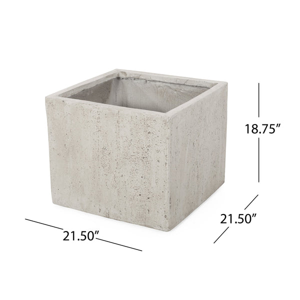 English Elm Ella Outdoor Square Mgo Planter Stone Finish Handcrafted Patio Entryway Large Box 70628.00WHI