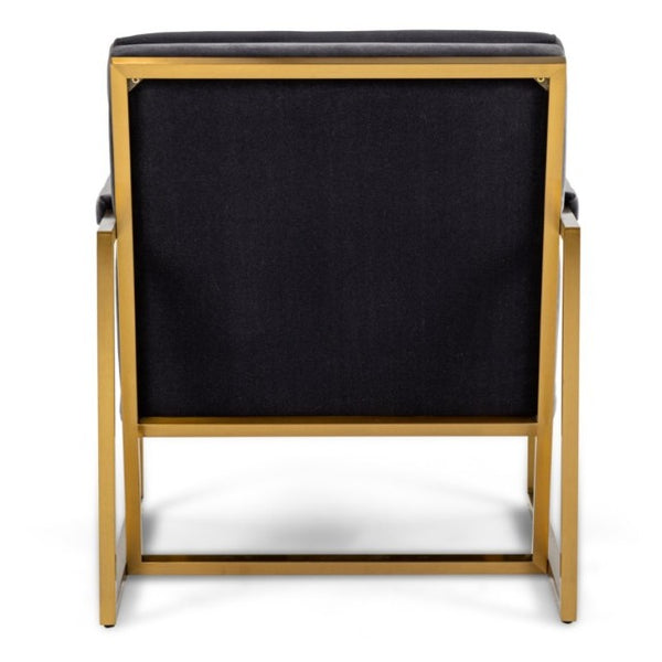 VIG Furniture Anton Modern Grey Velvet Accent Chair With Brass Frame, Corduroy Texture, 450Lb Capacity, Luxe Comfort VGMY-2749-GRY