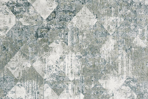 Feizy Rugs Atwell Contemporary Abstract Low Pile Rug - Ethereal Distressed Design In Silvery Aqua And Gray Green,Ivory Polypropylene Atl3868fgrnmlti38