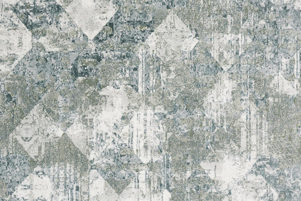 Feizy Rugs Atwell Contemporary Abstract Low Pile Rug - Ethereal Distressed Design In Silvery Aqua And Gray Green,Ivory Polypropylene Atl3868fgrnmlti38